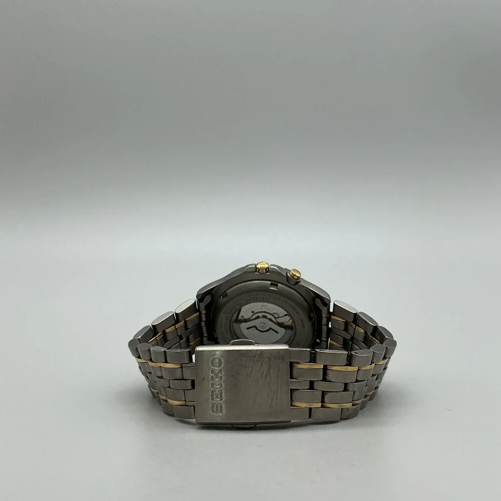 Vintage Seiko Kinetic Titanium Mens Watch 37mm Automatic Date 5M62-0C50